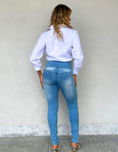 Calça Modeladora Afina Cintura Jeans Skinny