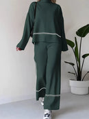 Conjunto de Tricô com Suéter Mullet Gola Alta e Calça Confortável – Kim