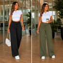 (Compre 1 e Leve 2) Calça Pantalona Gabi em Malha de Seda Gelo e Poliéster