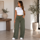 (Compre 1 e Leve 2) Calça Pantalona Gabi em Malha de Seda Gelo e Poliéster