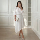 Conjunto Clarisse™ em Viscose Texturizada, Blusa de Ombro Único e Saia de Caimento Fluido