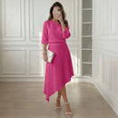 Conjunto Clarisse™ em Viscose Texturizada, Blusa de Ombro Único e Saia de Caimento Fluido