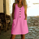 Vestido Livora™ Com Botões Chiques e Bolsos Frontais