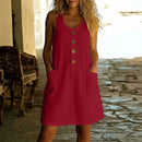 Vestido Livora™ Com Botões Chiques e Bolsos Frontais