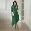 Conjunto Clarisse™ em Viscose Texturizada, Blusa de Ombro Único e Saia de Caimento Fluido