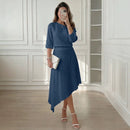 Conjunto Clarisse™ em Viscose Texturizada, Blusa de Ombro Único e Saia de Caimento Fluido