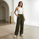 Calça Sara™ em Malha Texturizada Premium com Modelagem Ampla