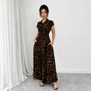 Vestido Celina™ com Estampa de Leopardo e Cintura Marcada