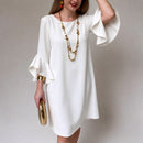 Vestido Lorien™ com Mangas Amplas em Babados e Caimento Fluido / Movimento Delicado Que Transforma a Produção.