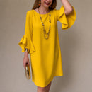 Vestido Lorien™ com Mangas Amplas em Babados e Caimento Fluido / Movimento Delicado Que Transforma a Produção.