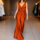 Vestido Celianne™ com Decote V e Drapeado Frontal / Leve Para Vestir, Marcante Para Chegar.