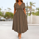 Vestido Serenna™ com Decote V, Busto Drapeado e Bolsos Laterais